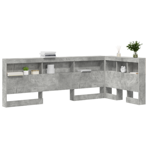 vidaXL Storage Headboard with Shelf with Headboard with Storage Concrete grey 90 cm Melamine