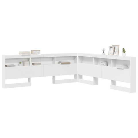 vidaXL Storage Headboard with Shelf with Headboard with Storage White 200 cm Engineered wood