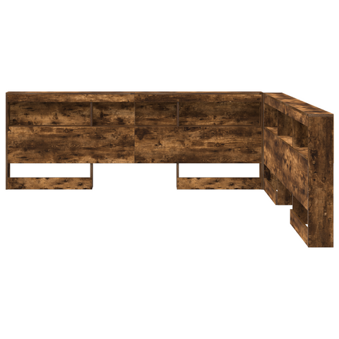 vidaXL Storage Headboard with Shelf Smoked oak 200 cm Engineered wood
