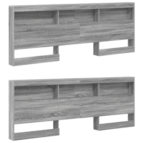vidaXL Storage Headboard with Shelf Grey sonoma 200 cm Engineered wood