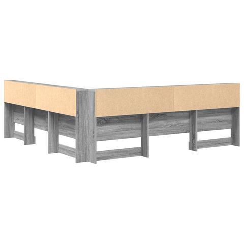 vidaXL Storage Headboard with Shelf Grey sonoma 200 cm Engineered wood