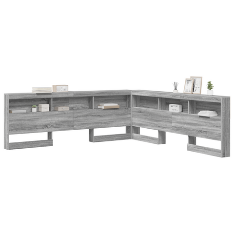 vidaXL Storage Headboard with Shelf Grey sonoma 200 cm Engineered wood