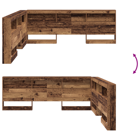 vidaXL Storage Headboard with Shelf Old wood 200 cm Engineered wood