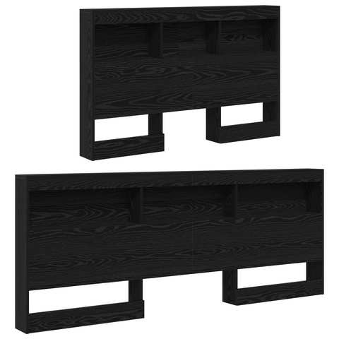 vidaXL Storage Headboard with Shelf Black oak 120 cm Engineered wood