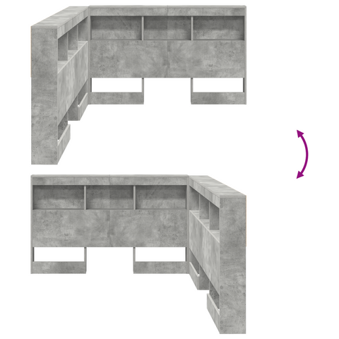 vidaXL Storage Headboard Concrete grey 120 cm Engineered wood