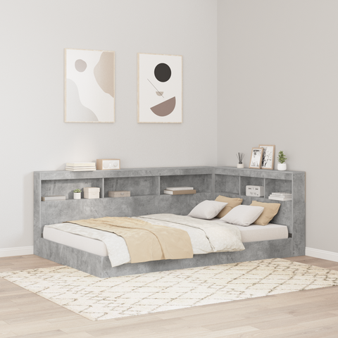 vidaXL Storage Headboard Concrete grey 120 cm Engineered wood