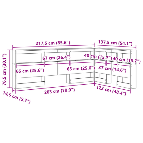 vidaXL Storage Headboard Concrete grey 120 cm Engineered wood