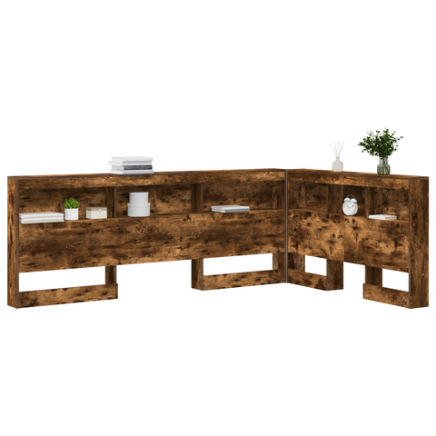 vidaXL Storage Headboard with Shelf Smoked oak 120 cm Engineered wood