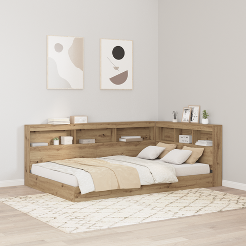vidaXL Storage Headboard with Shelf Artisan oak 120 cm Engineered wood