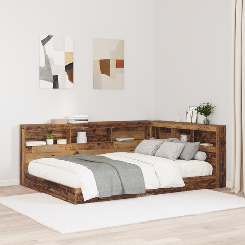 vidaXL Storage Headboard with Shelf Old wood 140 cm Engineered wood