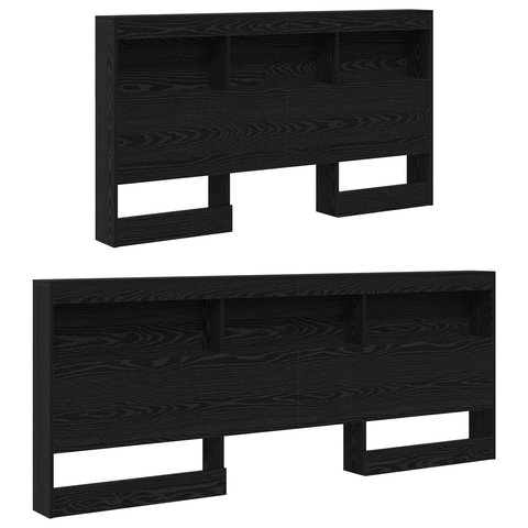 vidaXL Storage Headboard with Shelf Black oak 150 cm Engineered wood