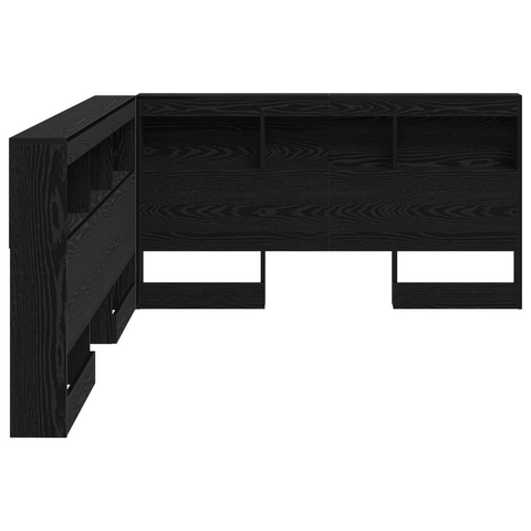 vidaXL Storage Headboard with Shelf Black oak 150 cm Engineered wood