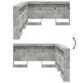 vidaXL Storage Headboard with Shelf with Headboard with Storage Concrete grey 150 cm Melamine