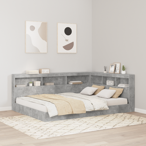 vidaXL Storage Headboard with Shelf with Headboard with Storage Concrete grey 150 cm Melamine