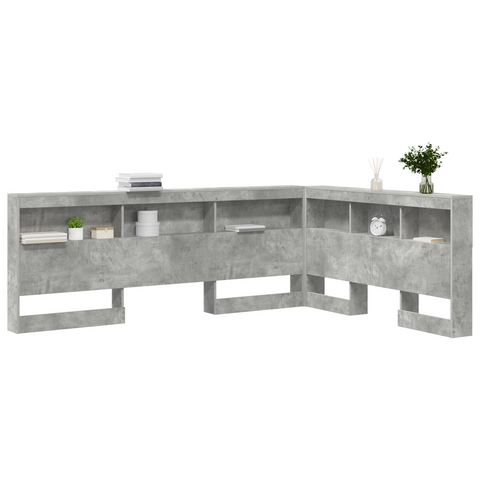 vidaXL Storage Headboard with Shelf with Headboard with Storage Concrete grey 150 cm Melamine
