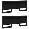 vidaXL Storage Headboard with Shelf Black oak 180 cm Engineered wood