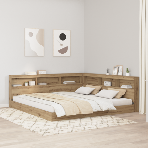 vidaXL Storage Headboard with Shelf Artisan oak 180 cm Engineered wood