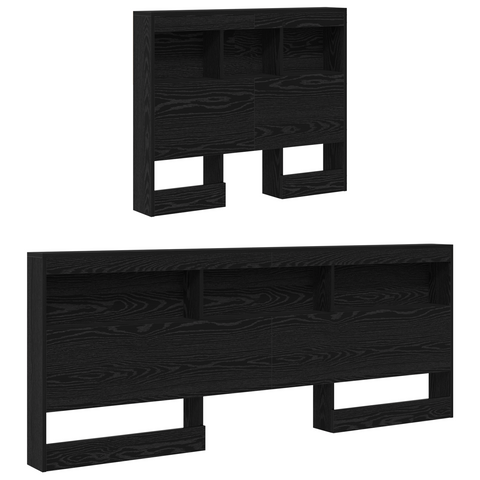 vidaXL Storage Headboard with Shelf Black oak 90 cm Engineered wood