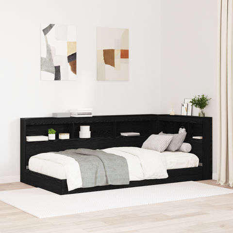 vidaXL Storage Headboard with Shelf Black oak 90 cm Engineered wood