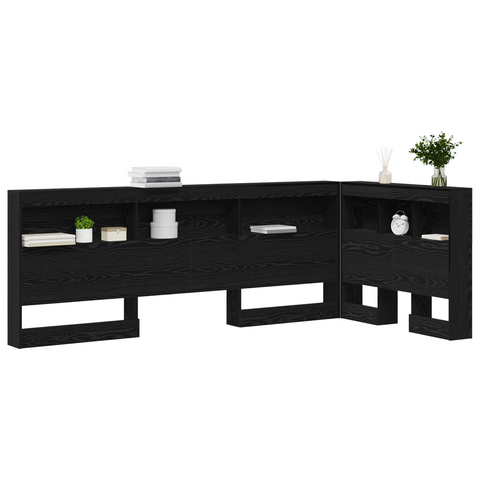 vidaXL Storage Headboard with Shelf Black oak 90 cm Engineered wood