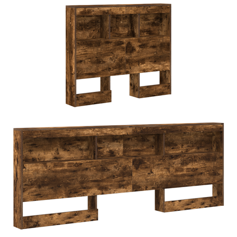 vidaXL Storage Headboard with Shelf Smoked oak 90 cm Engineered wood