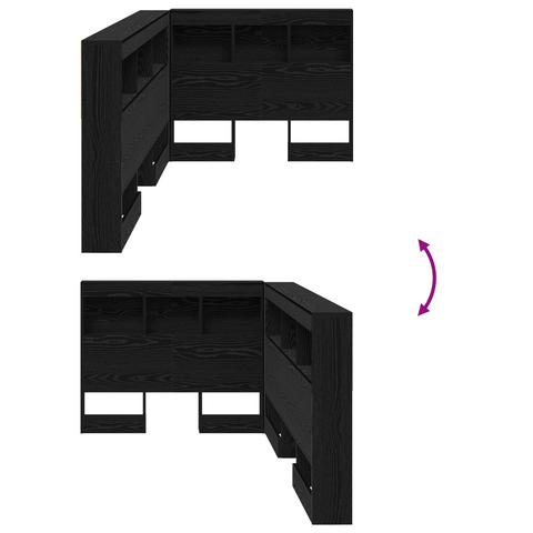 vidaXL Storage Headboard with Shelf Black oak 75 cm Engineered wood