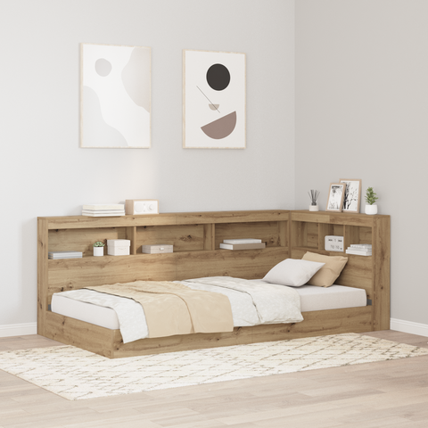 vidaXL Storage Headboard with Shelf Artisan oak 75 cm Engineered wood