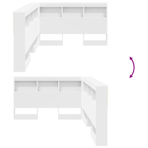 vidaXL Storage Headboard with Shelf with Headboard with Storage White 120 cm Engineered wood