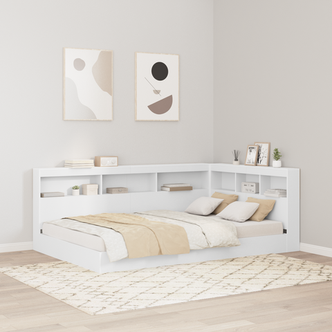 vidaXL Storage Headboard with Shelf with Headboard with Storage White 120 cm Engineered wood