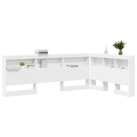 vidaXL Storage Headboard with Shelf with Headboard with Storage White 120 cm Engineered wood