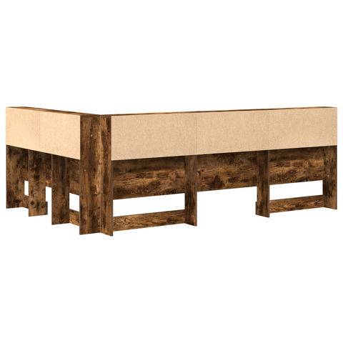 vidaXL Storage Headboard with Shelf Smoked oak 120 cm Engineered wood