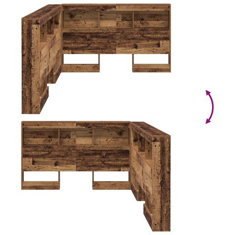 vidaXL Storage Headboard with Shelf Old wood 120 cm Engineered wood