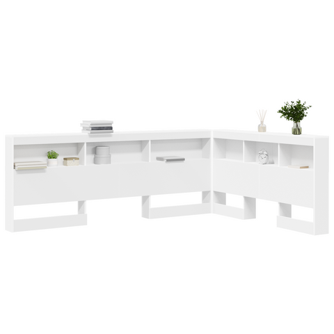vidaXL Storage Headboard with Shelf with Headboard with Storage White 140 cm Engineered wood