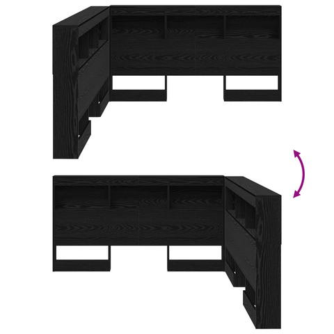 vidaXL Storage Headboard with Shelf Black oak 135 cm Engineered wood