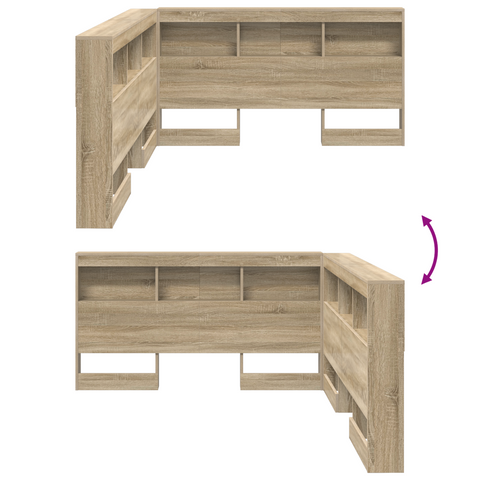 vidaXL Storage Headboard with Shelf Sonoma oak 135 cm Engineered wood