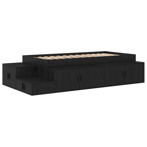 vidaXL Storage Bed Frame Black Oak 100x200 cm