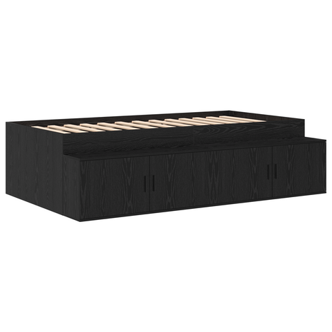 vidaXL Storage Bed Frame Black Oak 100x200 cm
