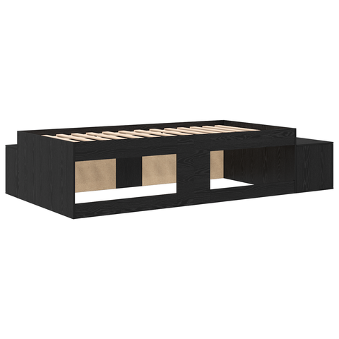 vidaXL Storage Bed Frame Black Oak 100x200 cm