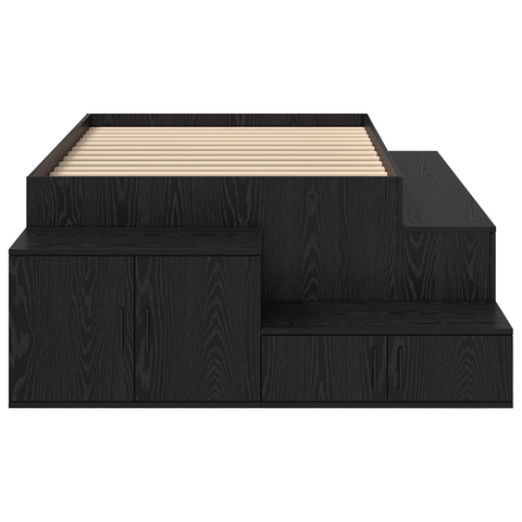 vidaXL Storage Bed Frame Black Oak 100x200 cm