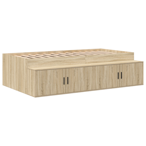 vidaXL Storage Bed Frame Sonoma Oak 100x200 cm