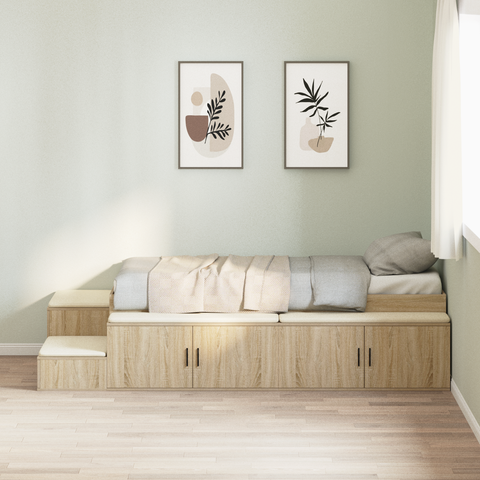 vidaXL Storage Bed Frame Sonoma Oak 100x200 cm