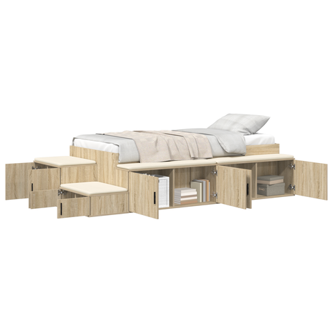 vidaXL Storage Bed Frame Sonoma Oak 100x200 cm