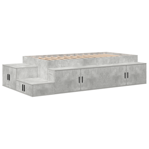 vidaXL Storage Bed Frame Concrete Grey 100x200 cm