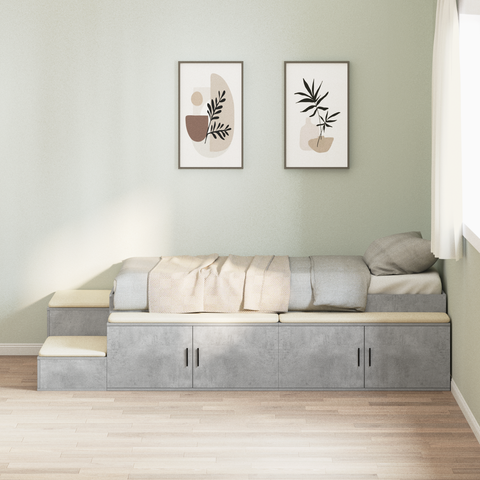vidaXL Storage Bed Frame Concrete Grey 100x200 cm