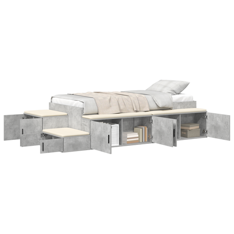 vidaXL Storage Bed Frame Concrete Grey 100x200 cm