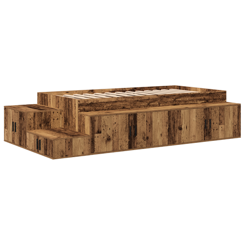 vidaXL Storage Bed Frame Old Wood 100x200 cm