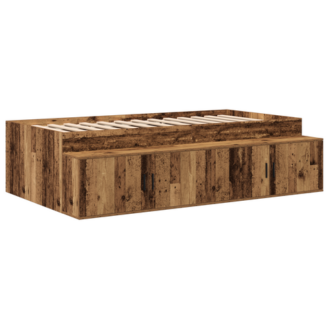 vidaXL Storage Bed Frame Old Wood 100x200 cm
