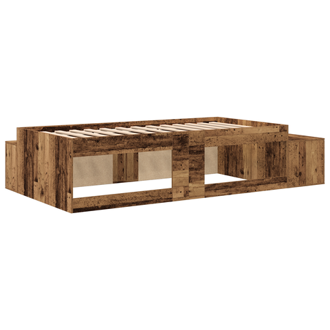 vidaXL Storage Bed Frame Old Wood 100x200 cm