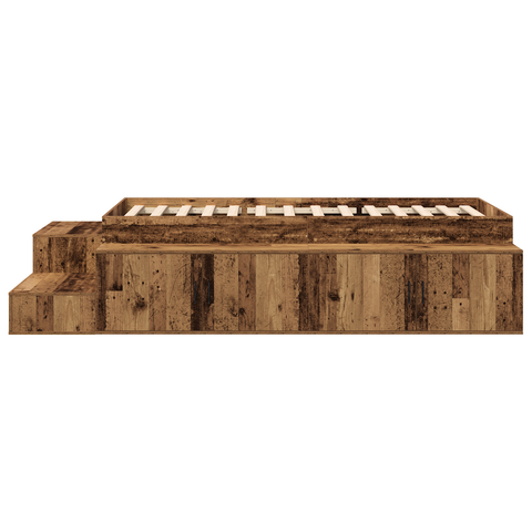 vidaXL Storage Bed Frame Old Wood 100x200 cm