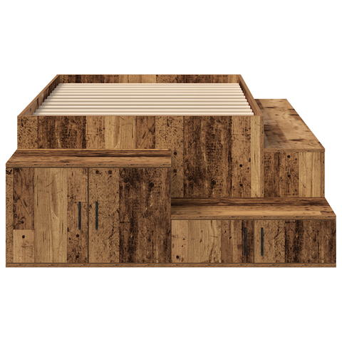 vidaXL Storage Bed Frame Old Wood 100x200 cm